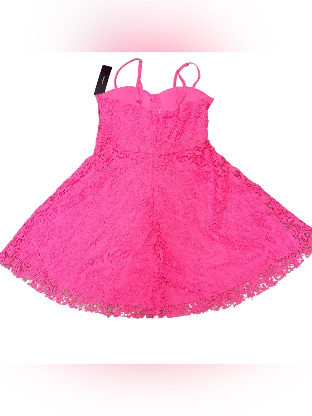 Lulu’s So Into You Hot Pink Crochet Lace Bustier Skater Dress-NWT-Small - Picture 8 of 10